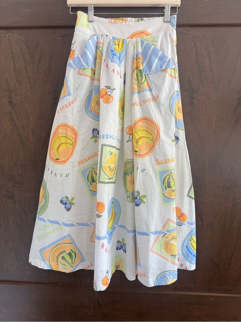 NWT PROSPERINA ANNIE MULTI PRINT COTTON APRON MIDI SKIRT